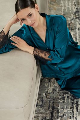 Lolita Lace Trim Silk Notch PJ