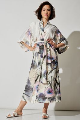 Hiyaku Printed Charmeuse Robe