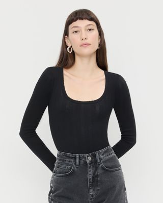 Kaya Pointelle Long-Sleeve Bodysuit