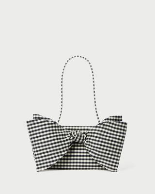 Valerie Black/White Gingham Bow Bag