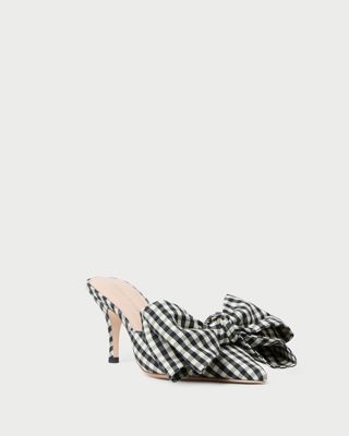 Margot Black/White Gingham Bow Mule