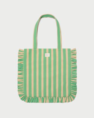 Justine Green/Tan Stripe Tote Bag
