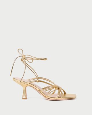 Vivienne Gold Lace-Up Heeled Sandal
