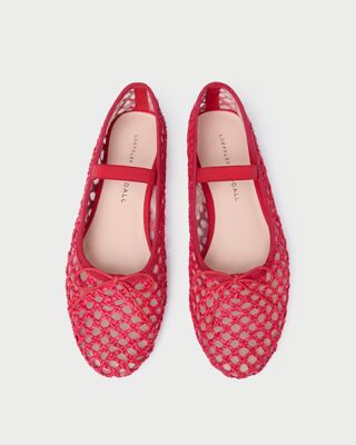 Leonie Red Crochet Ballet Flat