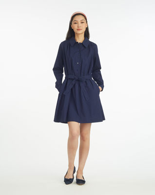 Ellie Pleated Shirtdress In Cotton Dobby
