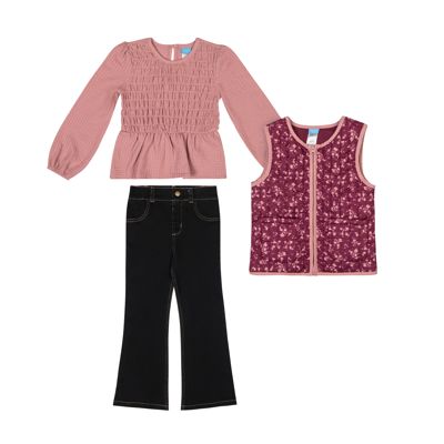 Girls' Top, Pant And Vest Set