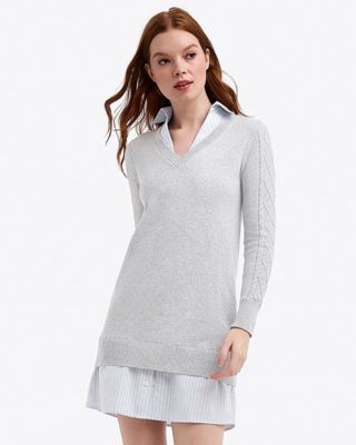 Collared Combo Sweaterdress