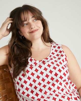 Cooling Stretch Cupro Tank - Morningstar Print In Red