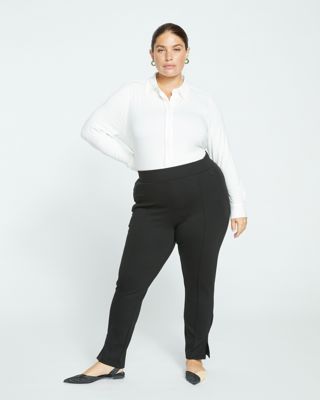 Skinny Pintuck Ponte Pants 32 Inch - Black