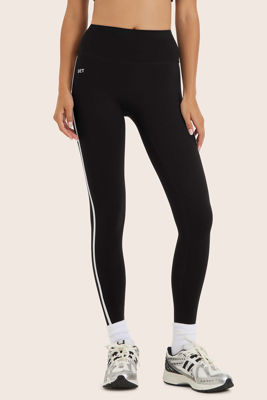 Sportbody® Sporty Mid-Rise Stripe Leggings - Orca