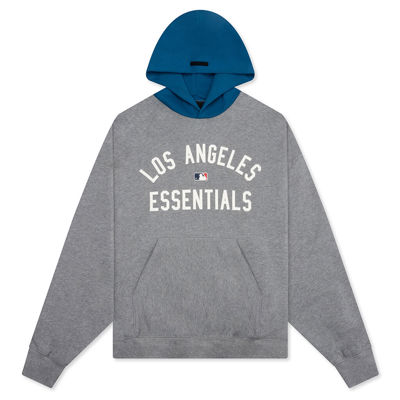 Fear Of God Essentials X MLB Dodgers Sport Hoodie - Concrete Heather/Blue Sapphire