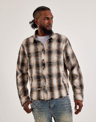Preme Studded Plaid Woven Shirt
