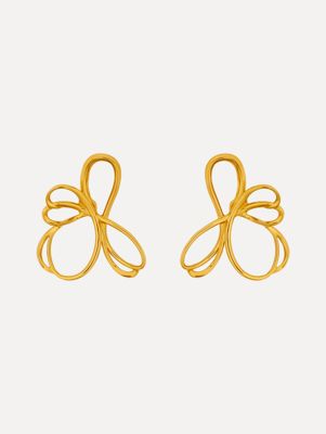 Threaded Flower Asymmetrical Clip-On Earrings