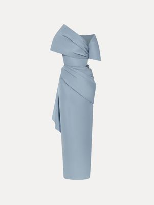 Draped-Detailed Faille Gown