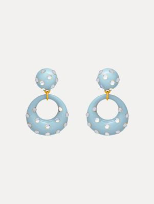 Enamel Cabochon Hoop Clip-On Earrings