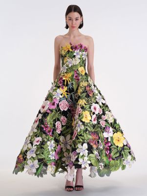 Dominican Mixed-Floral Guipure Gown