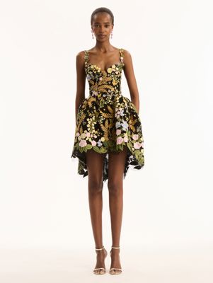Dominican Mixed-Floral Guipure Cocktail Dress