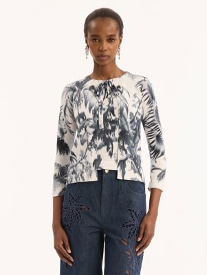 Chiné Palm Leaves Cardigan