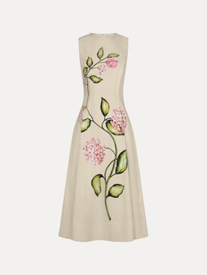 Porcelain Flower Cotton Poplin Sleeveless Dress