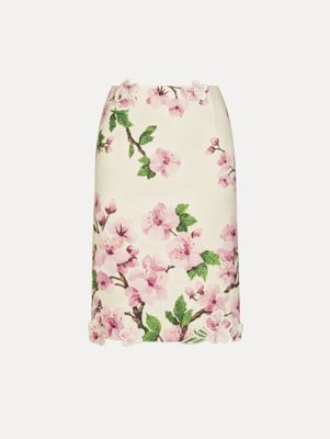 Cherry Blossom Tweed Pencil Skirt