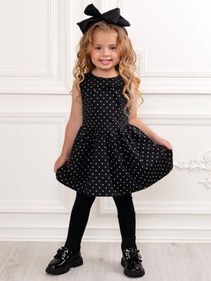 Black Polka Dot Party A-Line Dress
