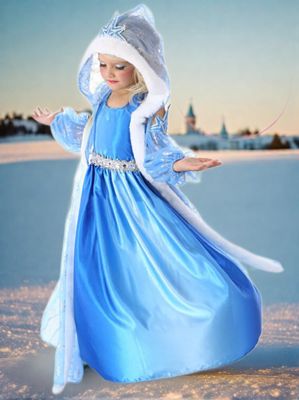 Girls Magical Snow Queen Dress And Cape Set
