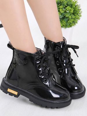 Patent Preppy Style Boots BY Liv And Mia