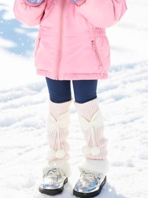 Plush Bow And Pom Pom Leg Warmers