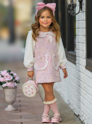 So Delicate Pink Tweed Dress
