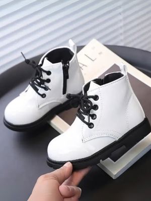 Girls Faux Leather Combat Boots