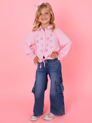 Ultra Luxe Pink Sequined Relaxed Fit Button-Up Top