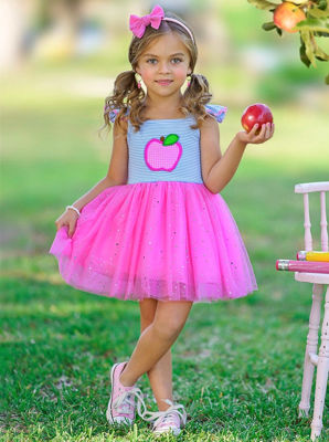 Sweetest Student Pink Apple Shimmer Tutu Dress