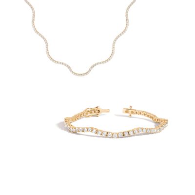 Lab Grown White Sapphire Wave Tennis Set