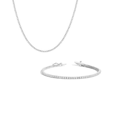 Lab Grown White Sapphire Tennis Set