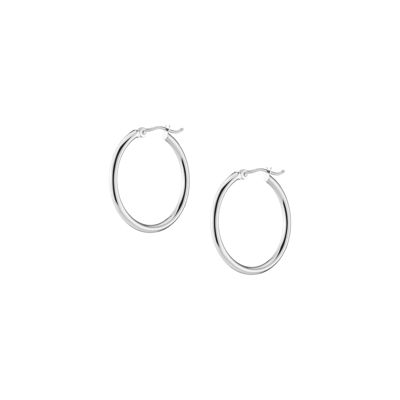 2MM Silver Hoop Earrings - 25mm