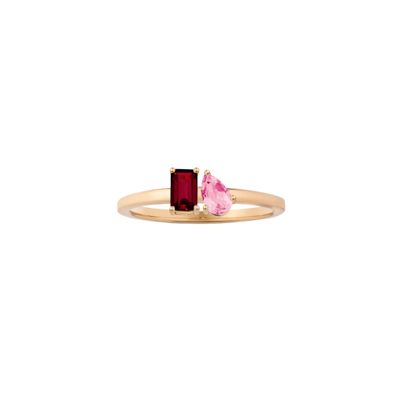 Toi Et Moi Gemstone Mini Classic Ring - Garnet & Pink Tourmaline