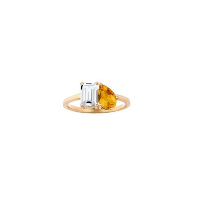 Toi Et Moi Gemstone Classic Ring - White Topaz & Citrine