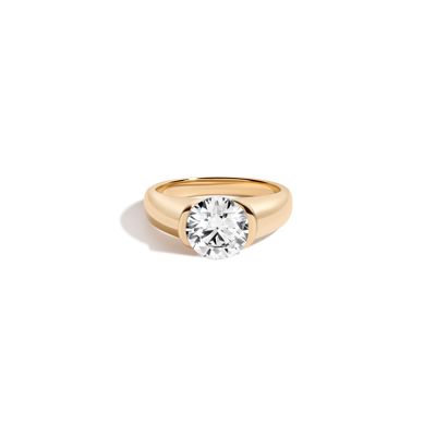 3CT Round Lab Grown Diamond Floating Signet Ring