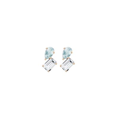 Toi Et Moi Gemstone Mini Heirloom Earring - White Topaz & Aquamarine