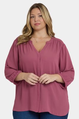 Pintuck Blouse In Plus Size - Vintage Rose