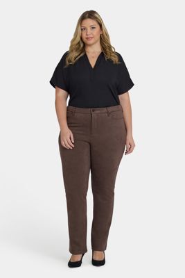 Marilyn Straight Pants In Plus Size - Coffee Bean