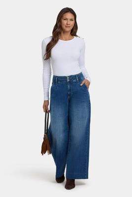 Mona Wide Leg Trouser Jeans - Royal Ocean