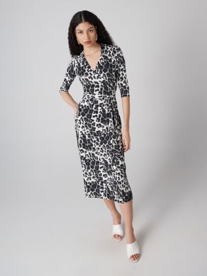 Abigail Silk Jersey Midi Wrap Dress