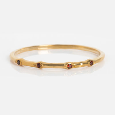 Solid Gold Textured Birthstone Stacking Ring