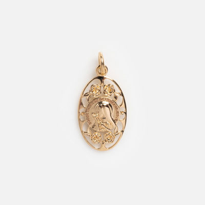 14K Vintage Revival ST. Therese Oval Charm