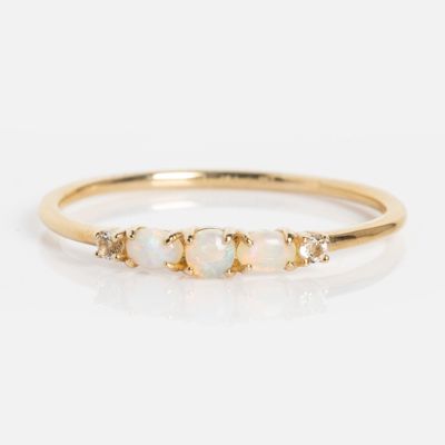 Solid Gold 2025 October Capsule Delicate Opal Trio Stacking Ring