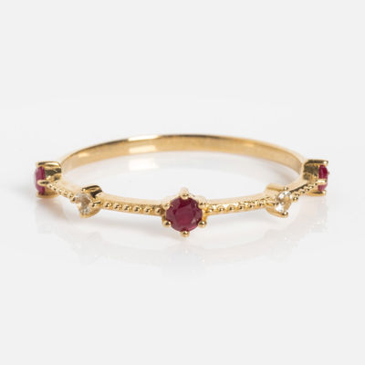 Solid Gold 2025 July Capsule Delicate Ruby Stacking Ring