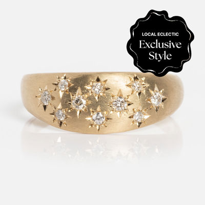 14K Half Moon Bombe Diamond Ring
