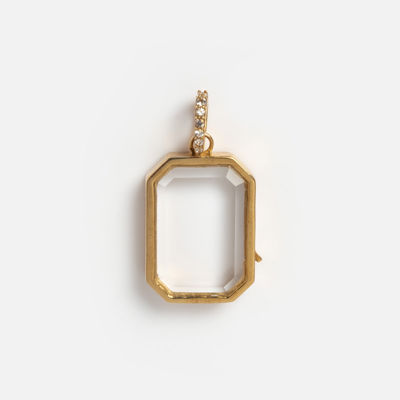 Solid Gold Glass Charm Locket