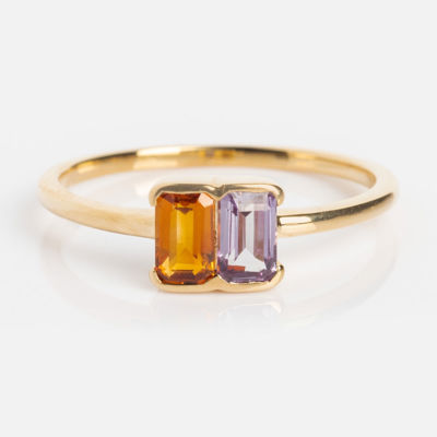 Customizable Acrostic Baguette Gemstone Ring